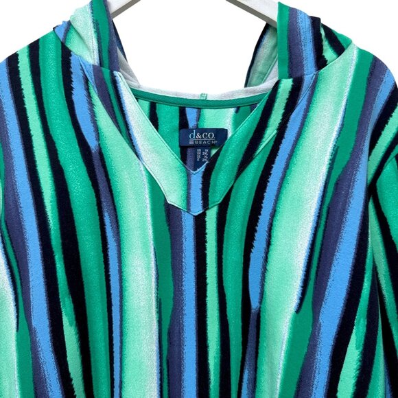 Denim & Co Beach Cover Up Plus Size 1X  Blue Stripe French Terry Womens Hoodie - Picture 3 of 13
